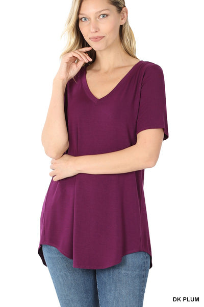 Clothing - Ladies Luxe Rayon Tee - Short Sleeve, V-Neck, Hi-Lo Hem