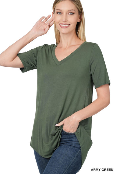 Clothing - Ladies Luxe Rayon Tee - Short Sleeve, V-Neck, Hi-Lo Hem