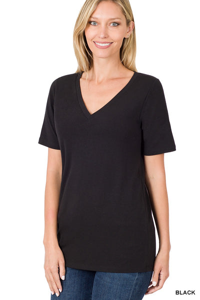 Clothing - Buttery Soft V-Neck Short Sleeve Top Straight Bottom Relaxed Fit in Regular Sizes
