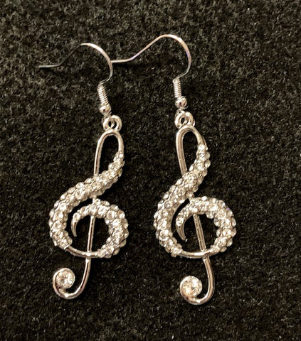 Jewelry - Rhinestone Treble Clef Dangle Earrings