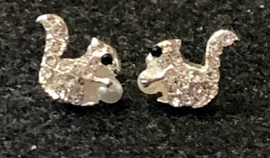 Jewelry - White Squirrel Rhinestone Stud Earrings - Custom-Made for Our Shoppe