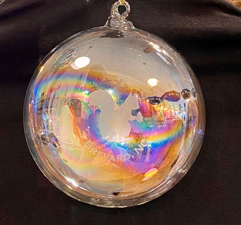 Ornament - Glass Crystal Etched White Squirrel Bulb