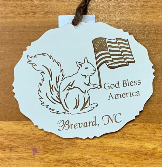 Ornament - Laser Cut Wood - God Bless America