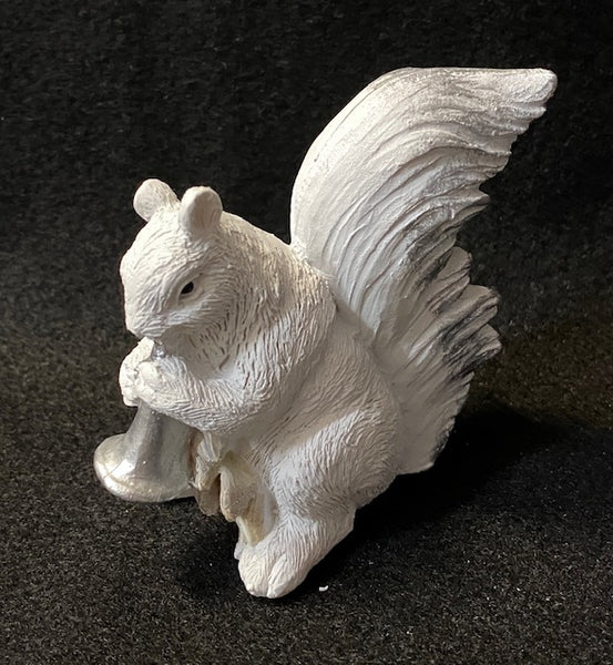 Figurine - Resin - White Squirrel with Trumpet - Hand-Painted