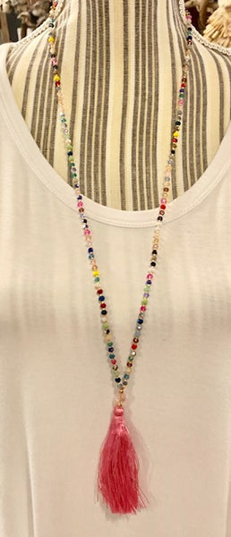 Jewelry - Tassle Necklace in Earth Tones - 4 mm beads