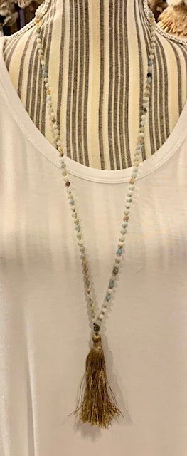 Jewelry - Tassle Necklace in Earth Tones - 4 mm beads