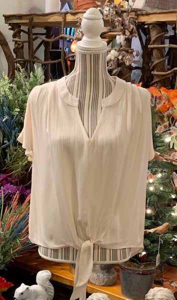 Clothing - Pintucked Tie-Front Top