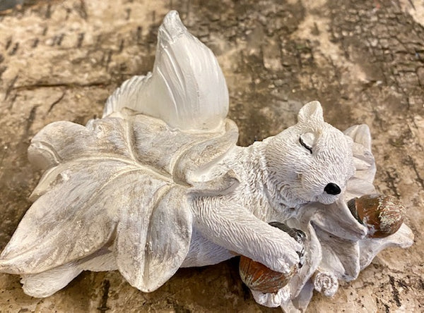 Home Decor - Sleeping White Squirrel Figurine - Hand-Painted