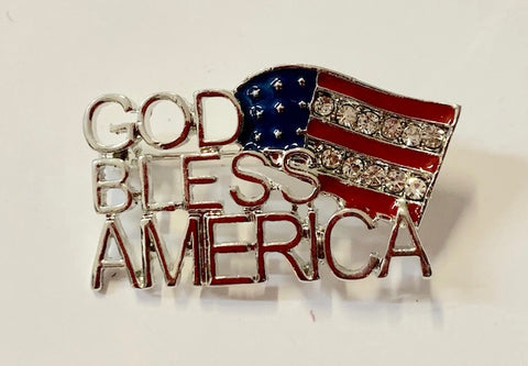 Jewelry - Brooch - God Bless America with Flag