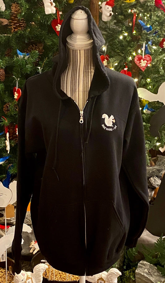 Hoodie - Adult - Embroidered Logo - Heavy Weight Gildan Full-Zip Sleeve in Black and Carolina Blue