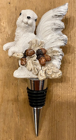 Wine Bottle Stoppers - White Squirrel with Acorns