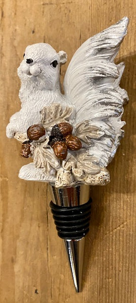 Wine Bottle Stoppers - White Squirrel with Acorns