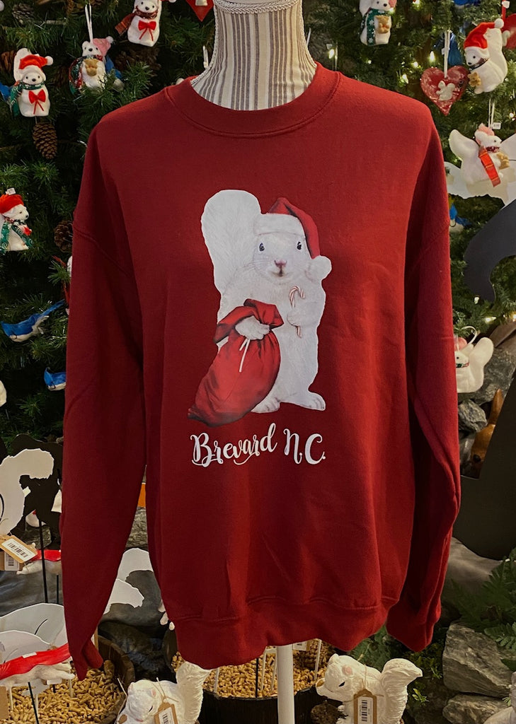 Christmas Sweatshirt - For Adults -  Garnet Unisex Sweatshirt with Santa White Squirrel