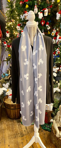 Scarf - Cashmere-Feel - White Squirrel Winter Shawl/Scarf/Stadium Blanket