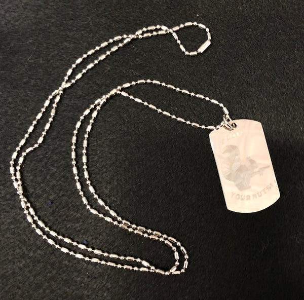 Jewelry - Men's Metal Military Dog Tag that says "Protect Your Nuts"