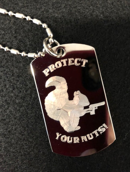 Jewelry - Men's Metal Military Dog Tag that says "Protect Your Nuts"