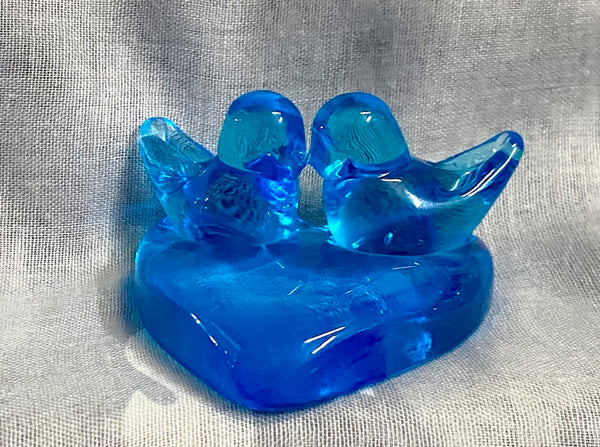 Bird Statue- Glass Bluebirds symbolizing love and happiness #
