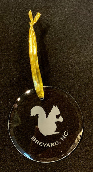 Ornament - Crystal Ornament with Etched White Squirrel