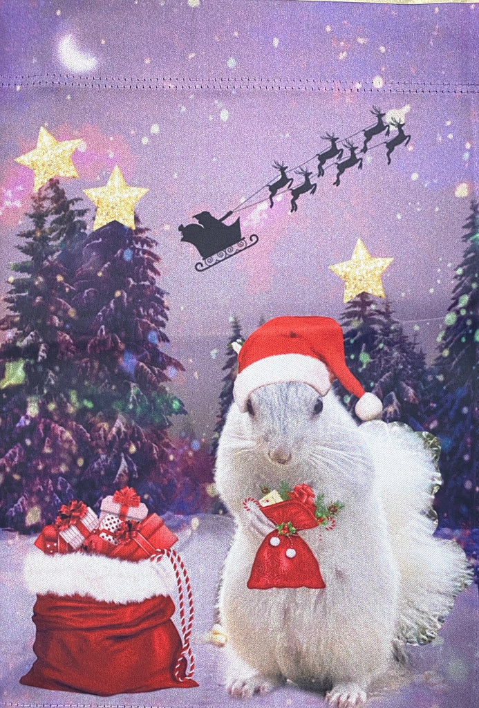 Garden Flag - White Squirrel in Santa Hat - 2021 Christmas Edition