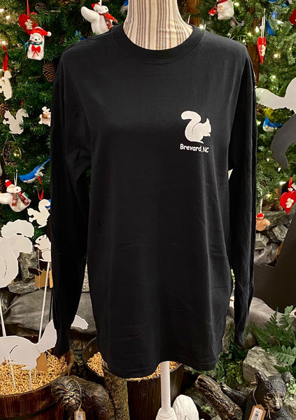T-Shirt - For Adults - "White Squirrels Matter" Black Long-Sleeve Crew Neck