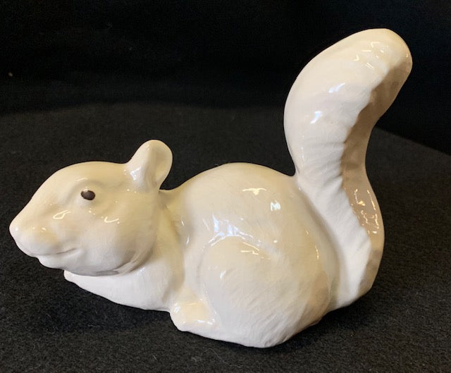 Home Decor - White Squirrel Crouching - Hand-Crafted by a Local Potter