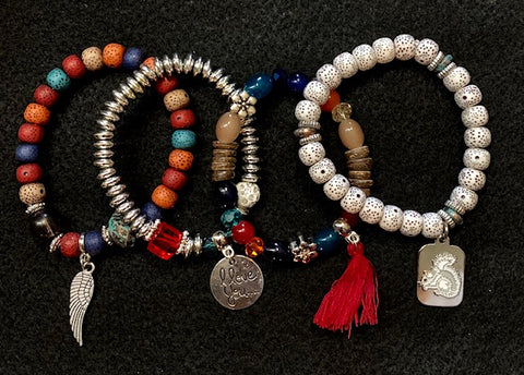 Jewelry - Stackable Bracelets - Set of 4 Bracelets - Includes a White Squirrel Charm