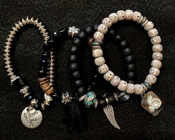 Jewelry - Stackable Bracelets - Set of 4 Bracelets - Includes a White Squirrel Charm
