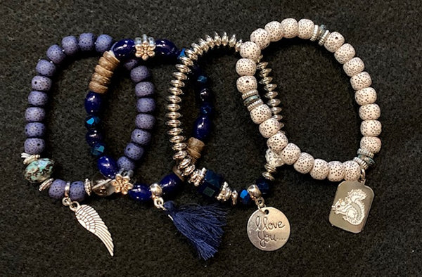 Jewelry - Stackable Bracelets - Set of 4 Bracelets - Includes a White Squirrel Charm