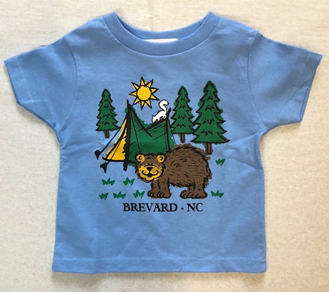 Cool Brown Bear Hiking cartoon | Kids T-Shirt