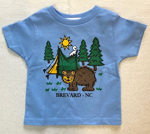 T-Shirt - Toddler - Camping in Brevard, NC - Short Sleeve in Blue