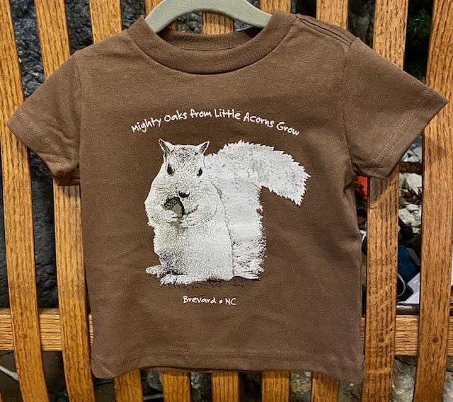 T-Shirt - For Toddlers - "Mighty Oaks From Little Acorns Grow" - Brown Short Sleeve