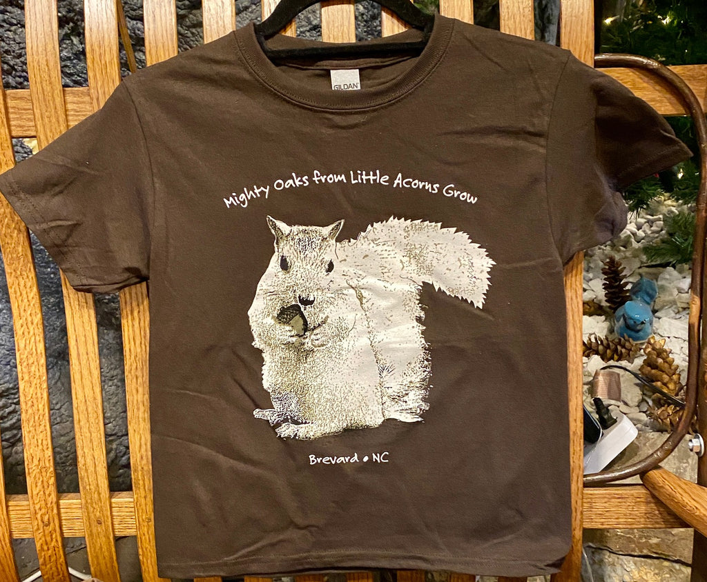 T-Shirt - For Youth - Brown Short-Sleeve with "Mighty Oaks from Little Acorns Grow"