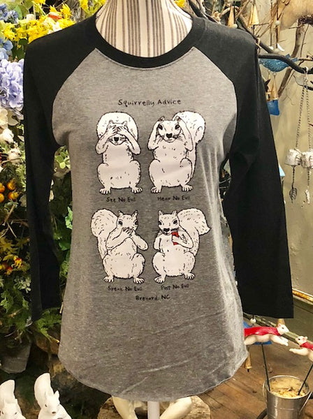 T-Shirt - For Adults -  White squirrels with "See No Evil, Hear No Evil, Speak No Evil, Post No Evil"