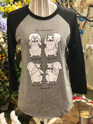 T-Shirt - Adult - See No Evil, Hear No Evil, Speak No Evil, Post No Evil - 3/4 Sleeve Baseball Style