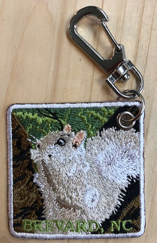 Key Chain/Clip - White Squirrel on One Side - Biking Symbol on Other Side