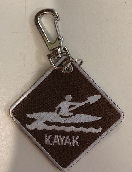 Key Chain/Clip - "Kayak" symbol on one side......our White Squirrel on the other side