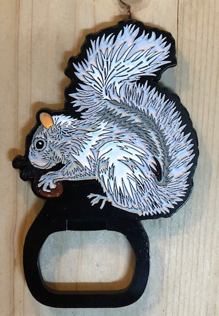 Magnet Bottle Opener - Metal White Squirrel with Magnetic Back