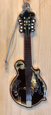 Ornament - Metal Mandolin with White Squirrel & "Brevard, NC" on the back