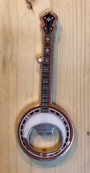 Magnet - Metal Bottle Opener - Banjo with our White Squirrel & Brevard, NC on back
