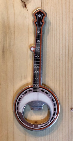 Magnet - Metal Bottle Opener - Banjo with our White Squirrel & Brevard, NC on back