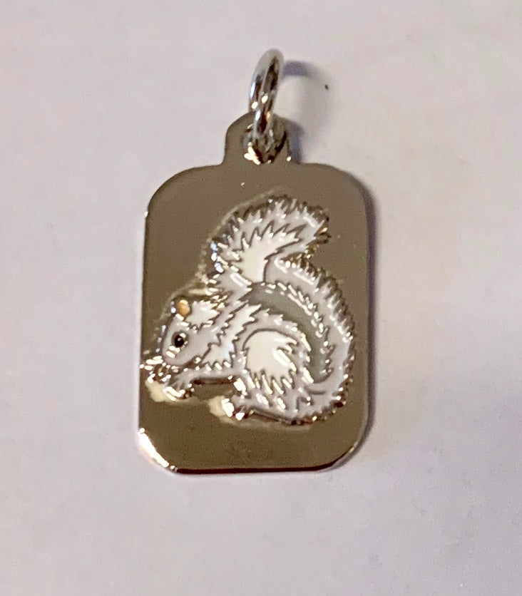 Jewelry - White Squirrel Charm with Silver Background