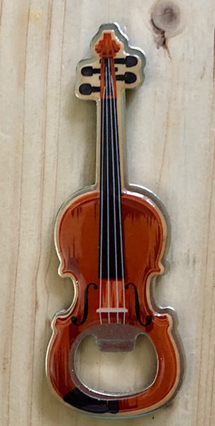 Magnet - Metal Bottle Opener - Fiddle with White Squirrel & Brevard, NC on back