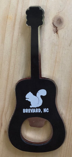 Magnet Bottle Opener - Metal Guitar Magnet/Bottle Opener with our White Squirrel on the Back