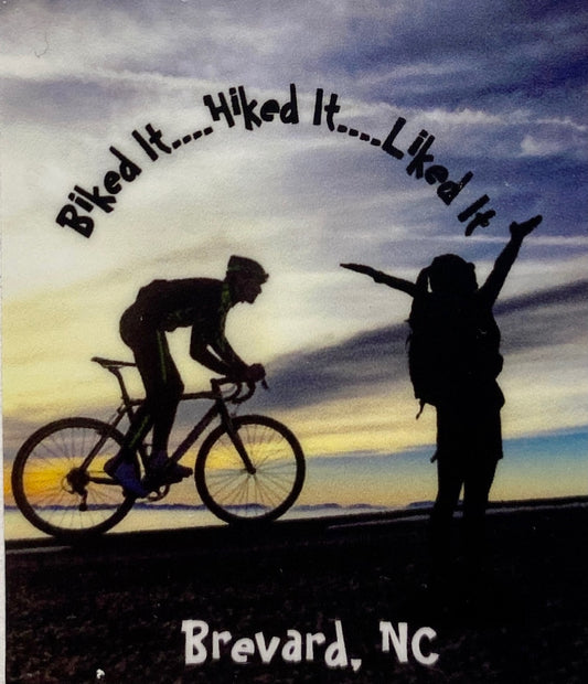 Decal/Sticker - Biked It, Hiked It, Liked It, Brevard, NC - Mini Square - Waterproof