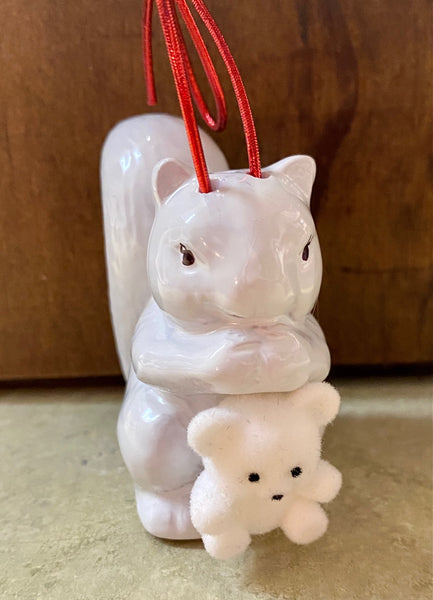 Ornament - Decorated White Squirrel Salt Ornament...Miscellaneous Embellishments