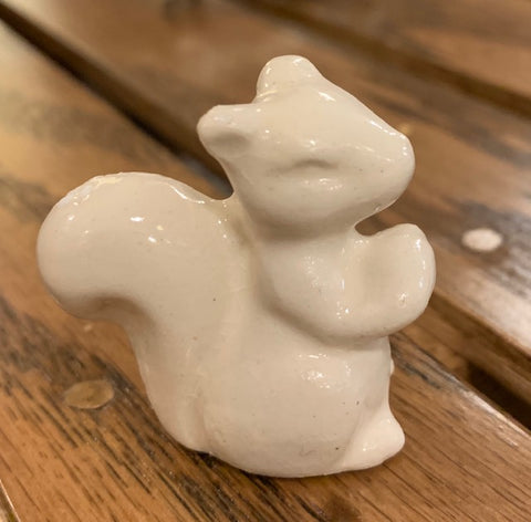Pottery - Small White Ceramic Upright Squirrel Figurine