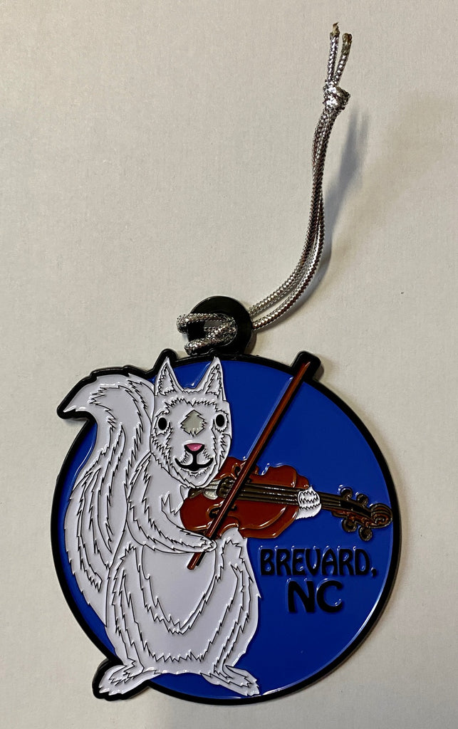 Ornament - Metal - White Squirrel Playing a Fiddle