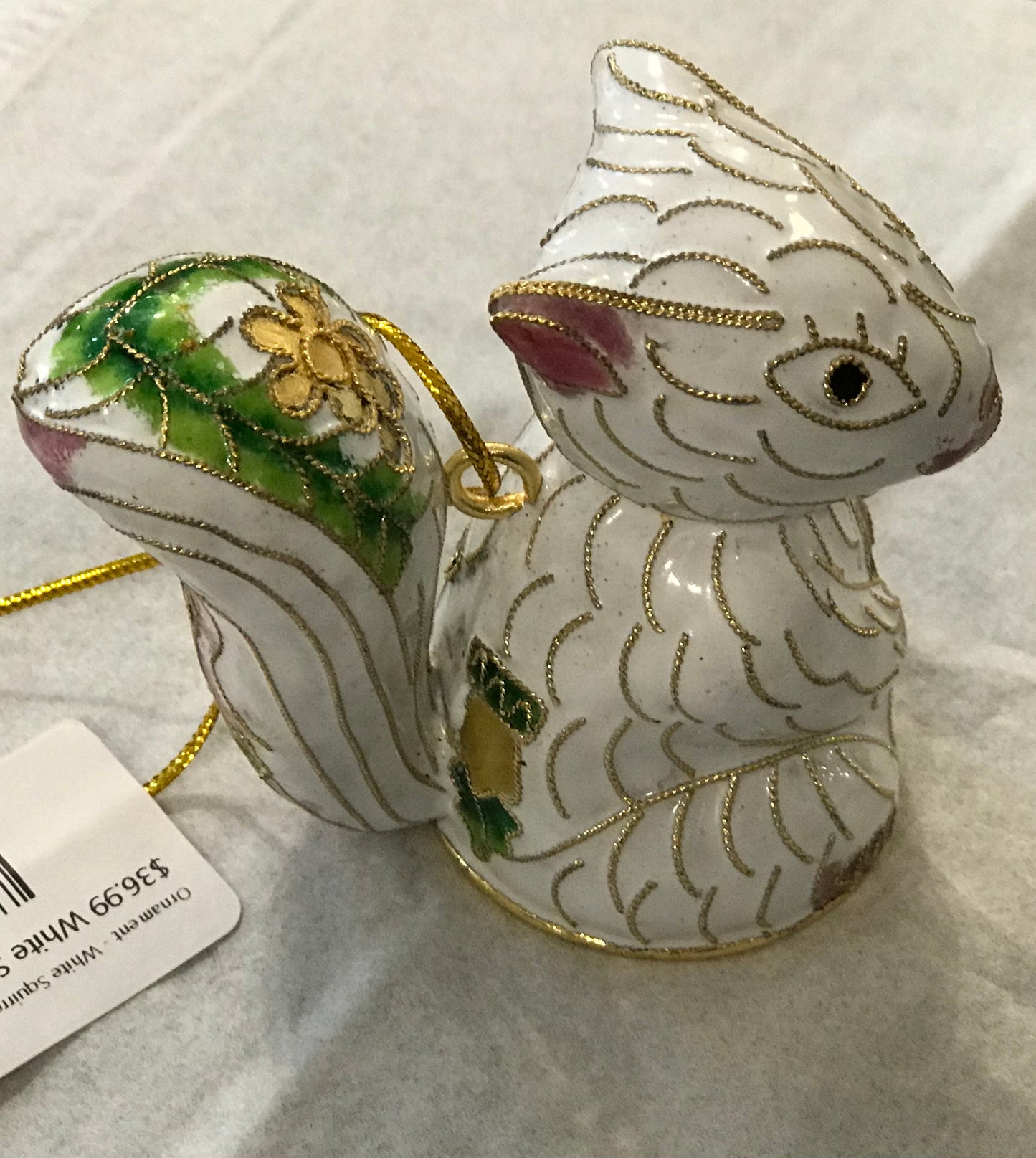 Ornament - Cloisonne - White Squirrel