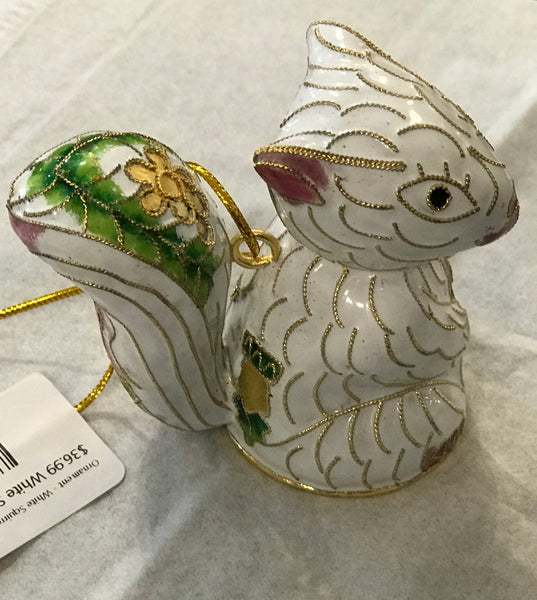 Ornament - Cloisonne - White Squirrel