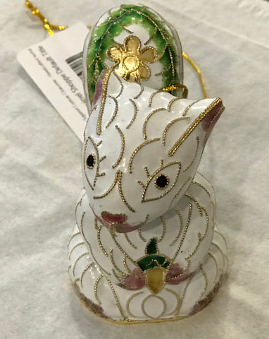 Ornament - White Squirrel Custom Cloisonne - Handcrafted metal